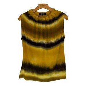 Essentials ABS Women's size small Pleated neck Sleeveless Yellow black Shirt top